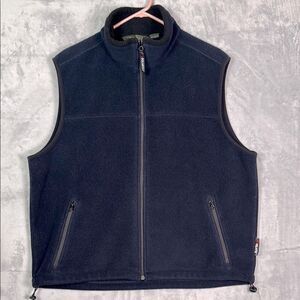 Eddie Bauer Dark Blue Full Zip Fleece Polartec Vest Soft Size Large